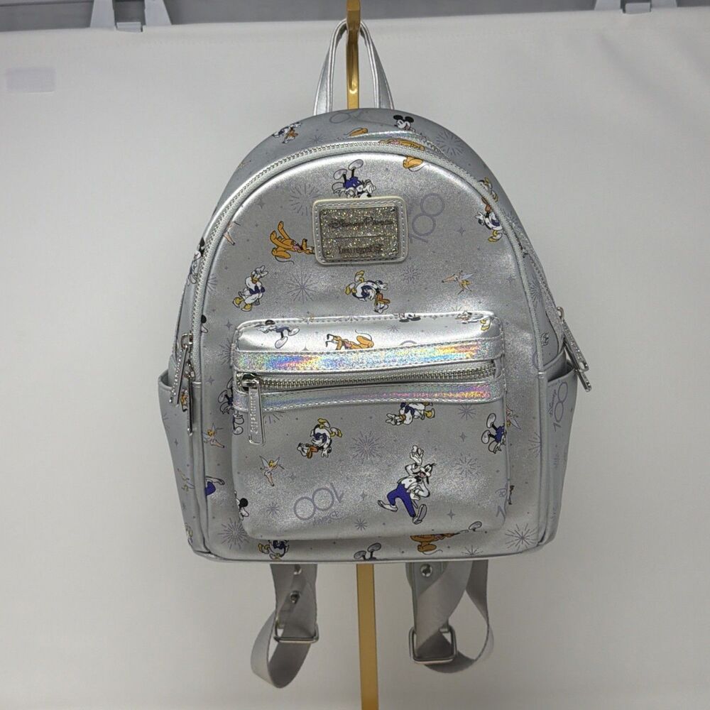 Loungefly Disney 100 Store Model Mini Backpack Silver Holographic STORE MODEL